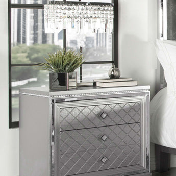 Eleanor Rectangular 2-Drawer Nightstand Metallic - MartincFurniture