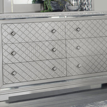 Eleanor Rectangular 6-Drawer Dresser Metallic - MartincFurniture