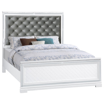 Eleanor Upholstered Tufted Bed White - MartincFurniture
