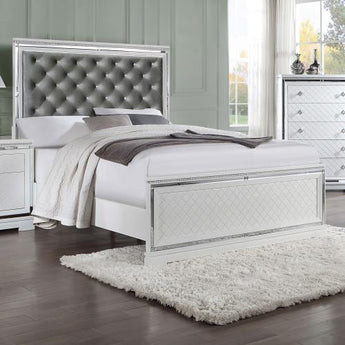 Eleanor Upholstered Tufted Bed White King Size - MartincFurniture