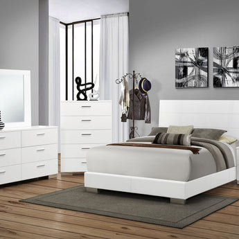 Felicity 5-Drawer Chest Glossy White - MartincFurniture