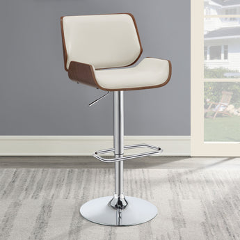 Folsom Upholstered Adjustable Bar Stool Ecru And Chrome - MartincFurniture