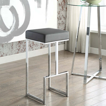Gervase Square Bar Stool Grey And Chrome - MartincFurniture