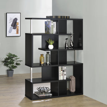 Hoover 5-Tier Bookcase Black And Chrome - MartincFurniture