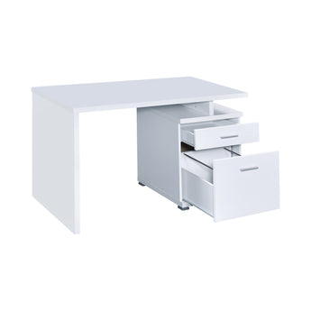 Irving 2-Drawer Office Desk With Cabinet White - MartincFurniture