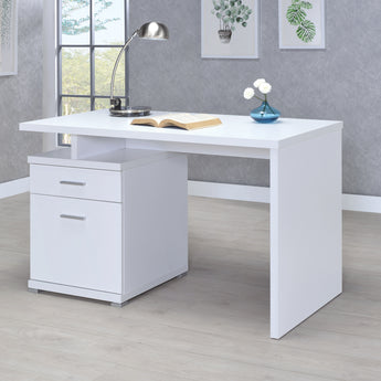 Irving 2-Drawer Office Desk With Cabinet White - MartincFurniture