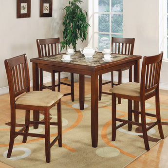 Jardin 5-Piece Counter Height Dining Set Red Brown And Tan - MartincFurniture