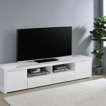 Jude 2-Door 79″ TV Stand With Drawers White High Gloss - MartincFurniture