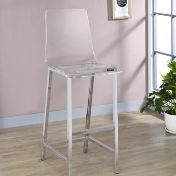 Juelia Bar Stools Chrome And Clear Acrylic - MartincFurniture