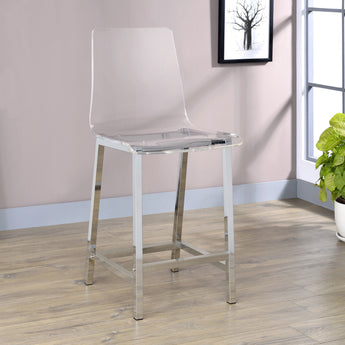 Juelia Counter Height Stools Chrome And Clear Acrylic - MartincFurniture
