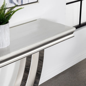 Kerwin U-Base Rectangle Sofa Table White And Chrome - MartincFurniture