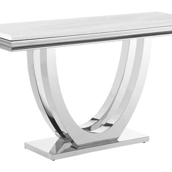 Kerwin U-Base Rectangle Sofa Table White And Chrome - MartincFurniture