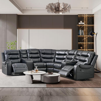 VICTOR RECLINING BLACK SECTIONAL 3PC - L450