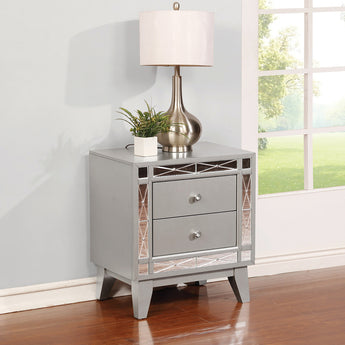Leighton 2-Drawer Nightstand Metallic Mercury - MartincFurniture
