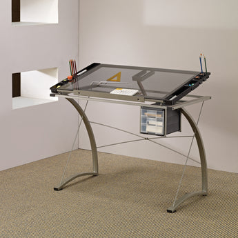 Melo 3-Drawer Drafting Desk Champagne - MartincFurniture