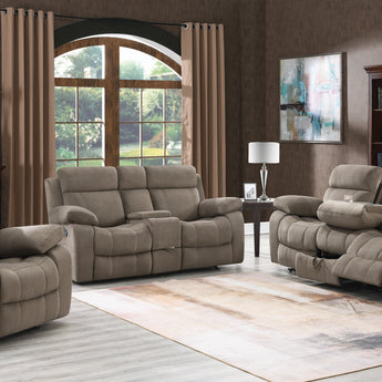 Myleene Glider Loveseat With Console Mocha - MartincFurniture