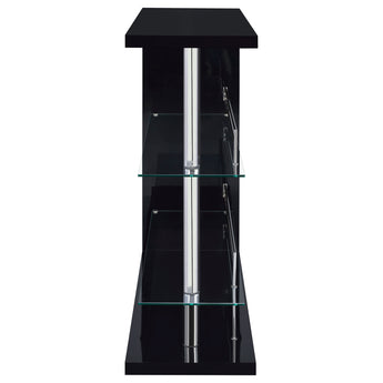 Prescott Rectangular 2-Shelf Bar Unit Glossy Black - MartincFurniture