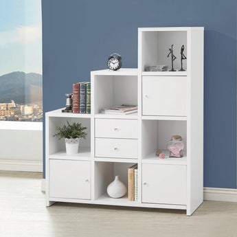 Spencer Bookcase With Cube Storage Compartments White - MartincFurniture