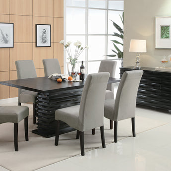 Stanton Rectangle Pedestal Dining Table Black - MartincFurniture