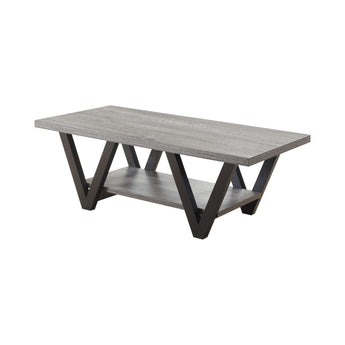 Stevens V-Shaped Coffee Table Black And Antique Grey - MartincFurniture