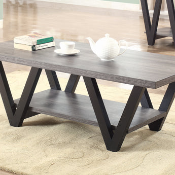 Stevens V-Shaped Coffee Table Black And Antique Grey - MartincFurniture