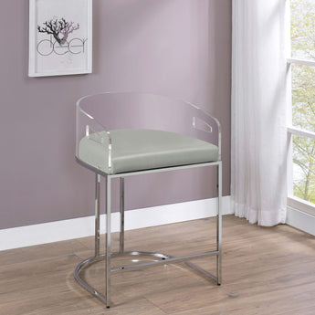 Thermosolis Acrylic Back Counter Height Stools Grey And Chrome - MartincFurniture