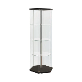 Zahavah 4-Shelf Hexagon Shaped Curio Cabinet Black And Clear - MartincFurniture
