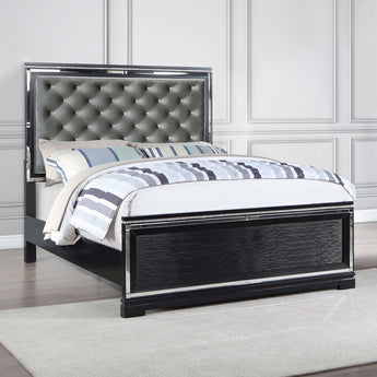 Cappola Upholstered Tufted King Bed Silver And Black - MartincFurniture