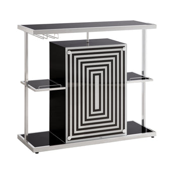 Zinnia 2-Tier Bar Unit Glossy Black And White - MartincFurniture
